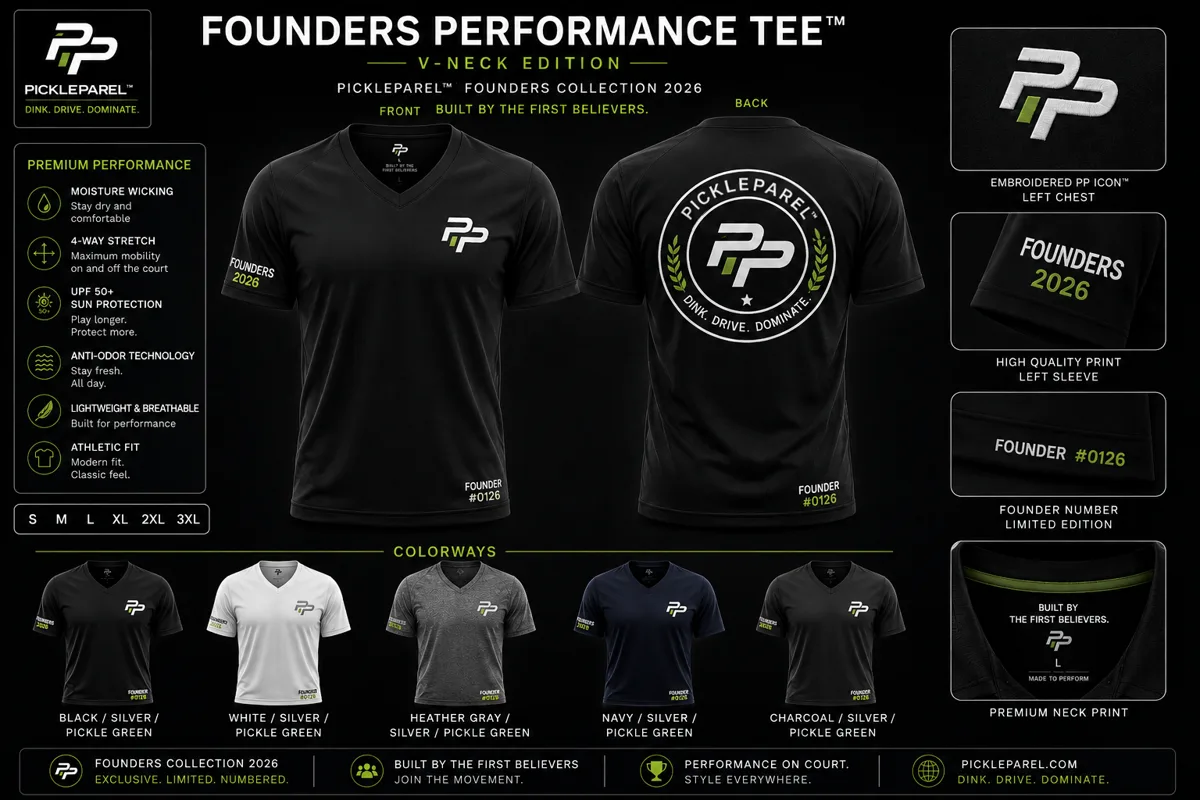 Founders Performance Tee v-neck mockup sheet with front and back views