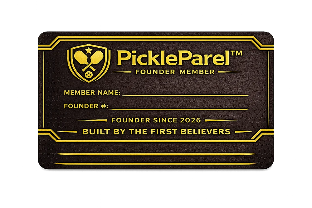 Black and gold PickleParel founding member card