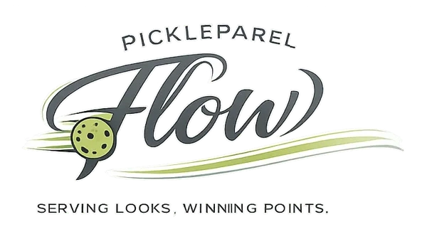 PickleParel Flow script logo with a pickleball and motion waves