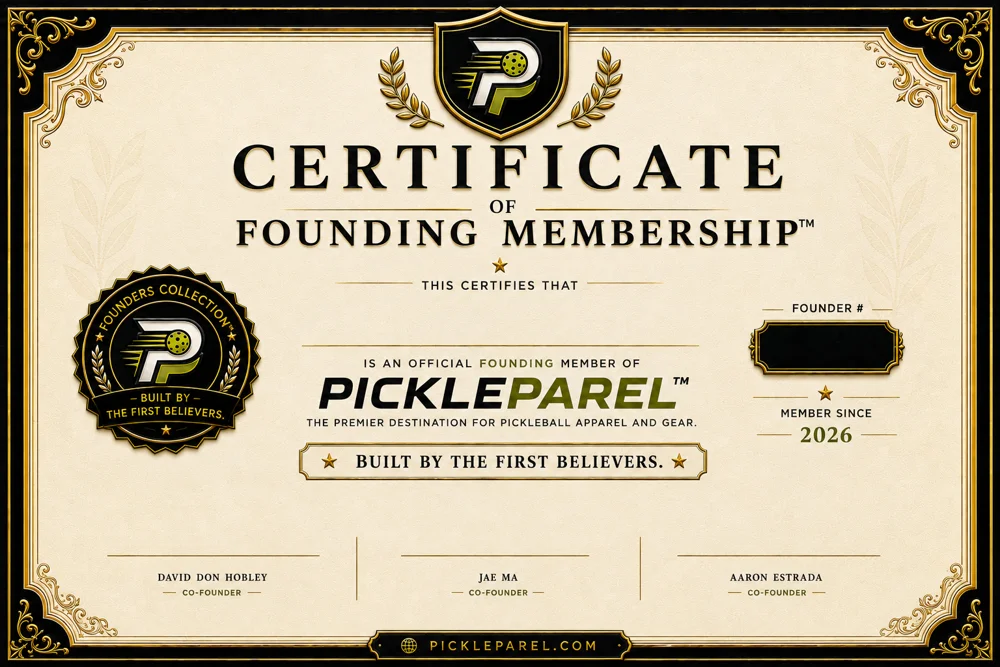 PickleParel founding membership certificate